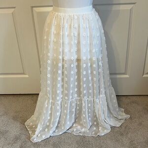 Elegant White Sheer Floral Skirt